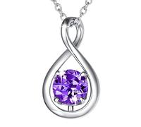 FANCIME 925 Sterling Silver February Birthstone Necklace, Infinity Amethyst Necklace with Fine Jewellery Box Christmas Birthday Valentine's Day Present for Women