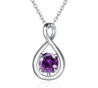 FANCIME 925 Sterling Silver February Birthstone Necklace, Infinity Amethyst Necklace with Fine Jewellery Box Christmas Birthday Valentine's Day Present for Women