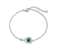 FANCIME 925 Sterling Silver May Birthstone Bracelet Infinity Green Emerald Bracelet with Fine Jewellery Box Christmas Birthday Valentine's Day Mother's Day Present for Women Mother
