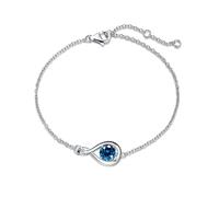 FANCIME 925 Sterling Silver November Birthstone Bracelet Infinity Blue Topaz Bracelet with Fine Jewellery Box Christmas Birthday Valentine's Day Mother's Day Present for Women Mother