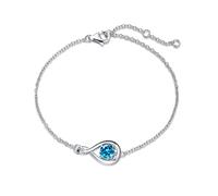 FANCIME 925 Sterling Silver November Birthstone Bracelet Infinity Natural London Blue Topaz Bracelet with Fine Jewellery Box Christmas Birthday Valentine's Day Mother's Day Present for Women Mother
