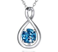 FANCIME 925 Sterling Silver November Birthstone Necklace, Infinity London Blue Topaz Necklace with Fine Jewellery Box Christmas Birthday Present for Women