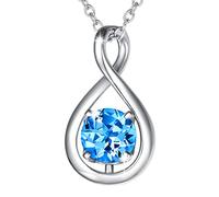 FANCIME 925 Sterling Silver November Birthstone Necklace Infinity Natural Blue Topaz Necklace with Fine Jewellery Box Christmas Birthday Valentine's Day Mother's Day Present for Women Mother
