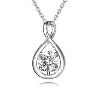 FANCIME 925 Sterling Silver Simulated Diamond Cubic Zirconia Dainty Infinity Pendant Necklace April Birthstone Anniversary Birthday Jewellery Gifts for Mom Women, Chain Length 16+2"