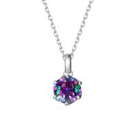 FANCIME Alexandrite Necklace, 14K Solid White Gold Flower Pendant with Sterling Silver Chain June Birthstone Heart Gemstone Fine Jewellery Mothers Day Gifts for Women Her