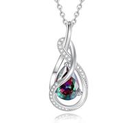 FANCIME Alexandrite Necklace June Birthstone Sterling Silver Infinity Knot Pendant Necklace Gemstone Fine Jewellery Birthday Mothers Day Birthday Gifts for Women Mom
