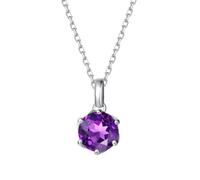 FANCIME Amethyst Necklace, 14K Solid White Gold Flower Pendant with Sterling Silver Chain February Birthstone Heart Purple Gemstone Mothers Day Fine Jewellery Gifts for Women Her