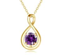FANCIME Amethyst Necklace February Birthstone Necklace for Women Yellow Gold Plated Sterling Silver Infinity Pendant Fine Mothers Day Jewellery Gifts for Her Mom