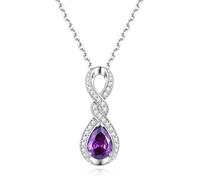 FANCIME Amethyst Necklace February Birthstone Sterling Silver Infinity Knot Pendant Necklace Dainty Purple Gemstone Birthday Anniversary Christmas Fine Jewellery Gifts for Women Mom Her