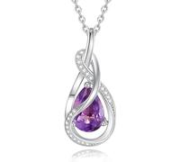 FANCIME Amethyst Necklace Feburary Birthstone Sterling Silver Infinity Knot Pendant Necklace Purple Gemstone Fine Jewellery Mothers Day Birthday Gifts for Her Women Mom