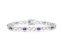 FANCIME Amethyst Tennis Bracelets Feburary Birthstone Sterling Silver Infinity Bracelet Purple Oval Shape Gemstone Anniversary Birthday Christmas Fine Jewellery Gifts for Women Her Mom Wife