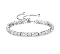 FANCIME April Birthstone Jewellery CZ Bracelet for Women Sterling Silver Tennis Bracelet Classic Bolo Adjustable Chain Fine Jewellery Anniversary Birthday Gifts for Women Mom Wife Her