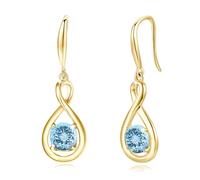 FANCIME Aquamarine Dangle Drop Earrings 925 Sterling Silver Yellow Gold Plated Dainty Infinity Blue Gemstone March Birthstone Earring Fine Jewellery Birthday Gifts for Her Women