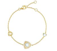 FANCIME Aquamarine Link Bracelet March Birthstone 925 Sterling Silver Yellow Gold Plated Triangle Blue Gemstone Birthday Mothers Day Fine Jewellery Gifts for Women Mom Her
