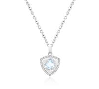 FANCIME Aquamarine Necklace March Birthstone 925 Sterling Silver White Gold Plated Triangle Pendant Necklaces Blue Gemstone Birthday Mothers Day Fine Jewellery Gifts for Women Mom Her