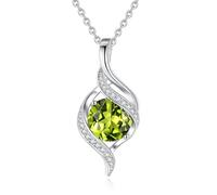 FANCIME August Birthstone Necklace for Women, Sterling Silver Round Peridot Necklace Full Love Birthday Anniversary Jewellery Gifts for Mum Wife Her