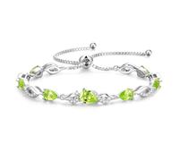 FANCIME August Birthstone Teardrop Created Peridot Tennis Bracelet for Women, Sterling Silver Gemstone Bolo Adjustable Bracelet, Fine Jewellery Anniversary Birthday Gifts for Women Mom Wife Her