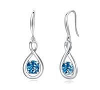 FANCIME Blue Topaz Dangle Drop Earrings 925 Sterling Silver Infinity November December Birthstone Earring Fine Jewellery Birthday Gifts for Women