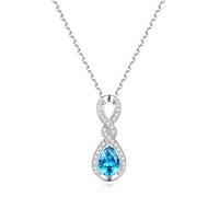FANCIME Blue Topaz Necklace December Birthstone Sterling Silver Infinity Knot Pendant Necklace Blue Gemstone Anniversary Birthday Christmas Fine Jewellery Gifts for Her Women Mom