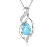 FANCIME December Birthstone Necklace for Women Turquoise Teardrop Necklace 925 Sterling Silver Infinity Love Birthday Jewellery Gifts for Mom Women, 16"+2" Inches