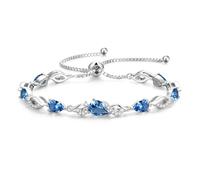 FANCIME December Birthstone Teardrop Created Blue Topaz Tennis Bracelet for Women, Sterling Silver Gemstone Bolo Adjustable Bracelet, Fine Jewellery Anniversary Birthday Gifts for Women Mom Wife Her