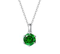 FANCIME Emerald Necklace, 14K Solid White Gold Flower Pendant with Sterling Silver Chain May Birthstone Heart Green Gemstone Fine Jewellery Mothers Day Gifts for Women Her