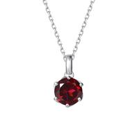 FANCIME Garnet Necklace, 14K Solid White Gold Flower Pendant with Sterling Silver Chain January Birthstone Heart Red Gemstone Mothers Day Fine Jewellery Gifts for Women Her