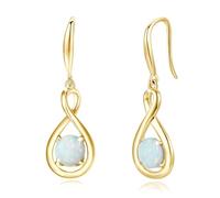 FANCIME Infinity Birthstone Drop Earrings 925 Sterling Silver Jewellery | Gold Plated Gemstone Dangle Earring Valentines Birthday Christmas Mothers Day Fine Jewellery Gifts for Women Wife Mum Her