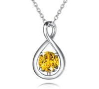 FANCIME Infinity Birthstone Necklace Sterling Silver Jewllery for Women | Gold Plated Gemstone Pendant Valentines Birthday Anniversary Christmas Fine Jewellery Gifts for Love Wife Mum Her