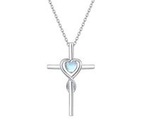 FANCIME Infinity Cross Necklace with Heart Moonstone in Sterling Silver