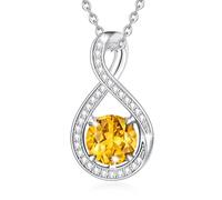 FANCIME Infinity November Birthstone Necklace Women with Simulated Citrine