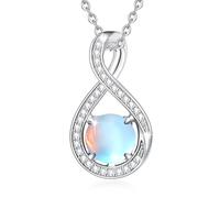 FANCIME Infinity Pendant Necklace for Women with White Simulated Moonstone