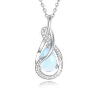 FANCIME Infinity Pendant Necklace for Women with White Simulated Moonstone