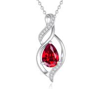 FANCIME July Birthstone Necklace for Women Ruby Teardrop Necklace S925 Sterling Silver Infinity Love Birthday Gifts for Mom Women Girls, 16"+2" Inches