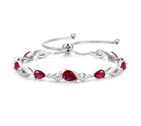 FANCIME July Birthstone Teardrop Ruby Tennis Bracelet for Women, Sterling Silver Gemstone Bolo Adjustable Bracelet, Fine Jewellery Anniversary Birthday Gifts for Women Mom Wife Her