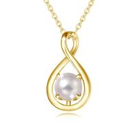 FANCIME June Birthstone Necklace for Women Pearl Necklace Yellow Gold Plated Sterling Silver Infinity Pendant Mothers Day Fine Jewellery Gifts for Her Mom