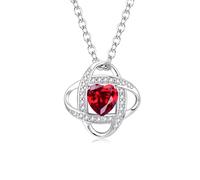 FANCIME Love Knot Birthstone Pendant Necklace 925 Sterling Silver Jewellery | Gold Plated Gemstone Pendant Valentines Mothers Day Birthday Anniversary Christmas Fine Jewellery Gifts for Love Wife Mum Her