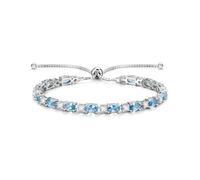 FANCIME March Birthstone Bolo Tennis Bracelet with Simulated Aquamarine