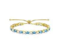 FANCIME March Birthstone Bolo Tennis Bracelet with Simulated Aquamarine