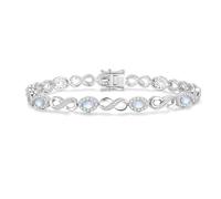 FANCIME Moonstone Tennis Bracelets June Birthstone Sterling Silver Infinity Bracelet Oval Shape Gemstone Anniversary Birthday Christmas Fine Jewellery Gifts for Women Her Mom Wife