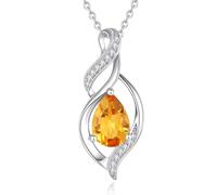 FANCIME November Birthstone Necklace for Women Citrine Teardrop Necklace 925 Sterling Silver Infinity Love Birthday Jewellery Gifts for Mom Women, 16"+2" Inches