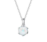 FANCIME Opal Necklace, 14K Solid White Gold Flower Pendant with Sterling Silver Chain October Birthstone Heart Gemstone Mothers Day Fine Jewellery Gifts for Women Her