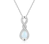 FANCIME Opal Necklace October Birthstone Sterling Silver Infinity Knot Pendant Necklace Gemstone Anniversary Birthday Christmas Fine Jewellery Gifts for Women Mom Her