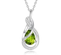 FANCIME Peridot Necklace August Birthstone Sterling Silver Infinity Knot Pendant Necklace Green Gemstone Fine Jewellery Birthday Graduation Gifts for Women Her Mom