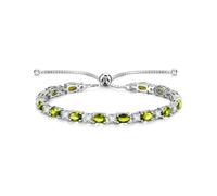 FANCIME Peridot Tennis Bracelets August Birthstone Sterling Silver Bolo Tennis Bracelet Green Oval Shape Gemstone Anniversary Birthday Christmas Fine Jewellery Gifts for Women Her Mom Wife