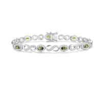 FANCIME Peridot Tennis Bracelets August Birthstone Sterling Silver Infinity Bracelet Green Oval Shape Gemstone Anniversary Birthday Christmas Fine Jewellery Gifts for Women Her Mom Wife