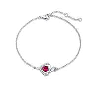 FANCIME Rose Heart Bracelets for Women 925 Sterling Silver July Birthstone Red Ruby Bracelet Fine Jewellery Gifts Christmas Birthday Valentine's Mother's Day Present for Her Wife Ladies Mum
