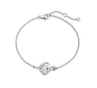 FANCIME Rose Heart October Birthstone Link Bracelet with Simulated Opal