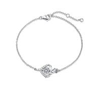 FANCIME Rose Heart Pendant Necklace for Women with Clear Cubic Zirconia