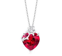 FANCIME Ruby Necklace, 14K Solid White Gold Rose Pendant with Sterling Silver Chain July Birthstone Heart Red Gemstone Christmas Fine Jewellery Gifts for Women Her